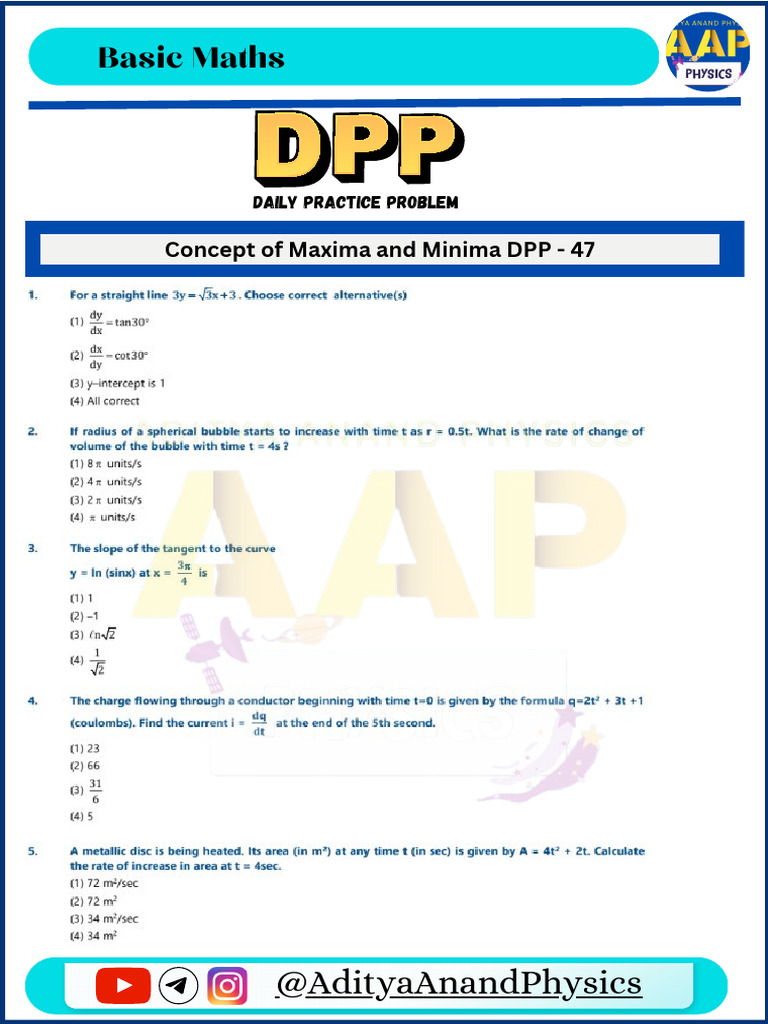 Maxima and Minima Practice Problems | PDF