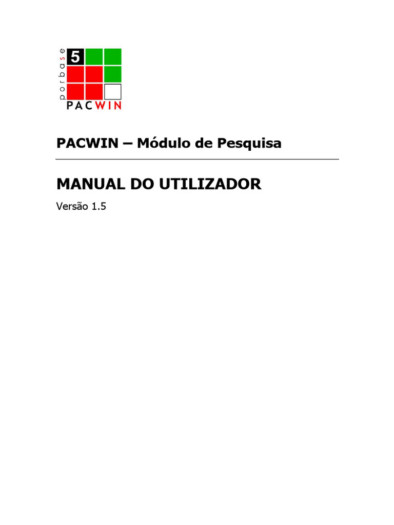 Manual do Utilizador PACWIN 1.5 | PDF | Janela (informática) | Programas