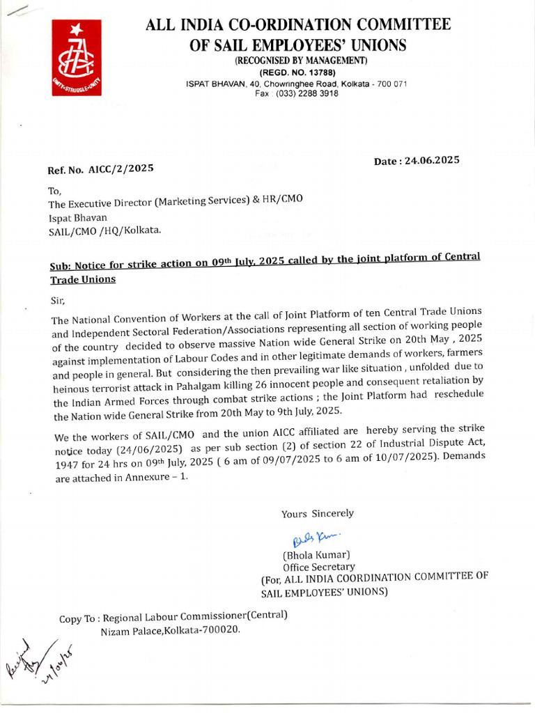 Strike Notice 090725 | PDF