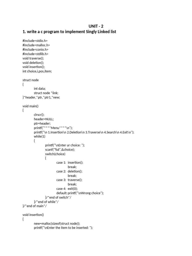 C Programs for Linked List Implementations | PDF | Queue (Abstract Data ...