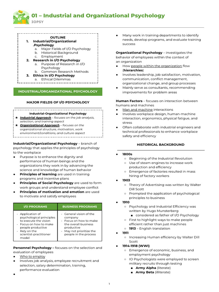 Overview of Industrial Psychology | PDF | Industrial And Organizational ...