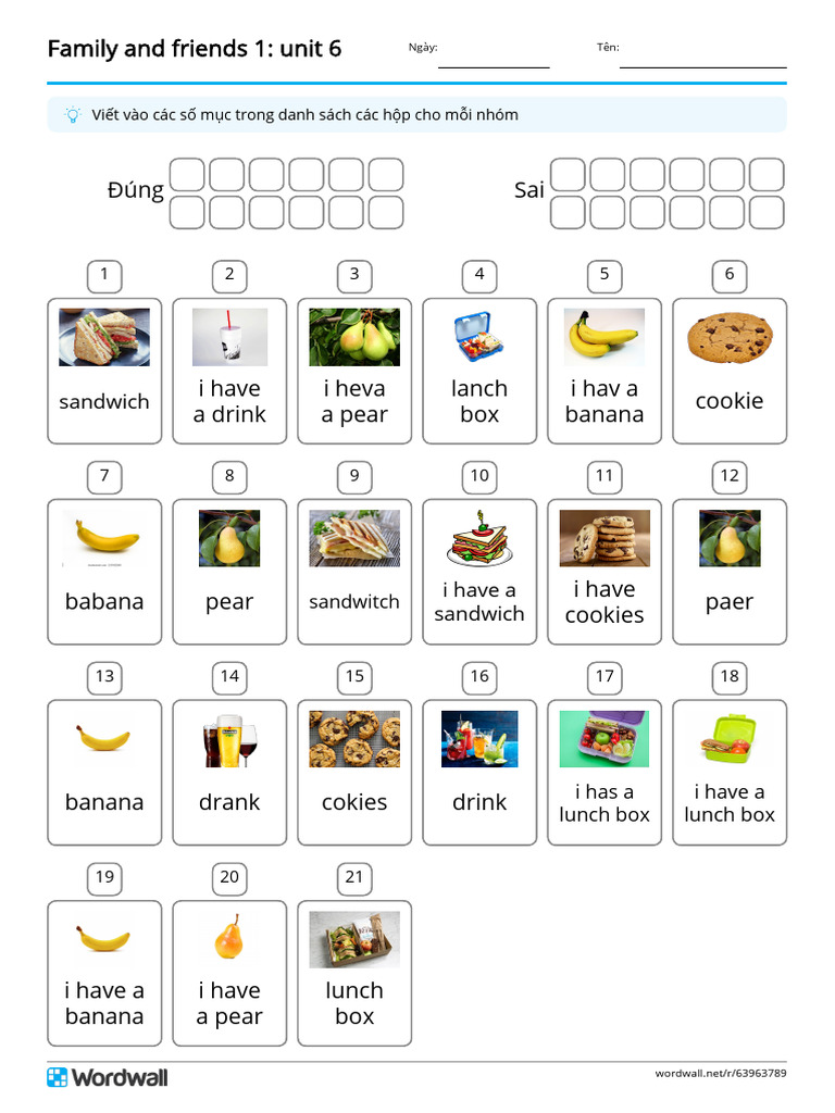 Family and Friends 1 Unit 6 Sắp Xếp Nhóm | PDF