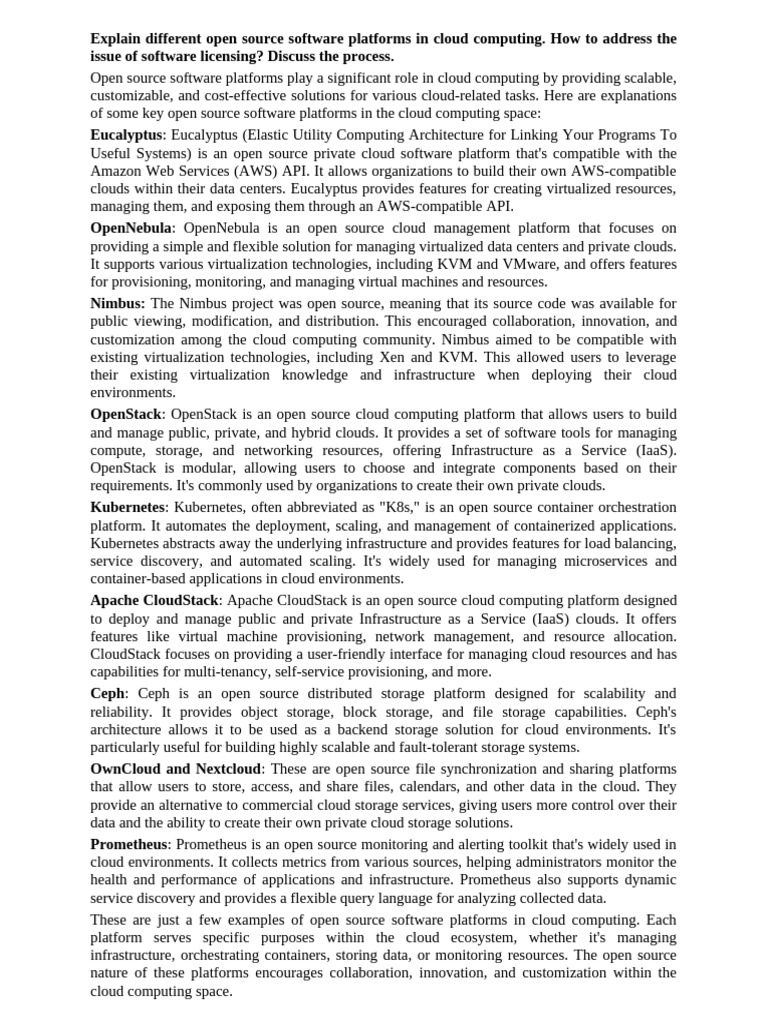 Open Source Cloud Software & Licensing Guide | PDF | Cloud Computing ...