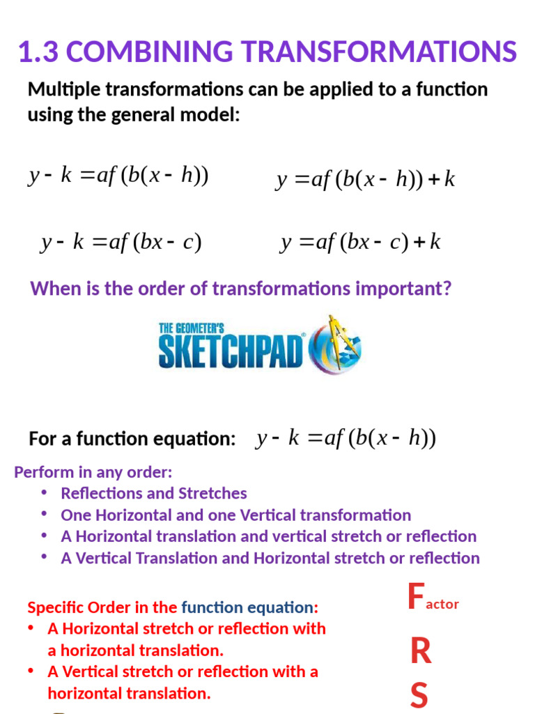 Combining Transformations in Functions | PDF | Cartesian Coordinate ...