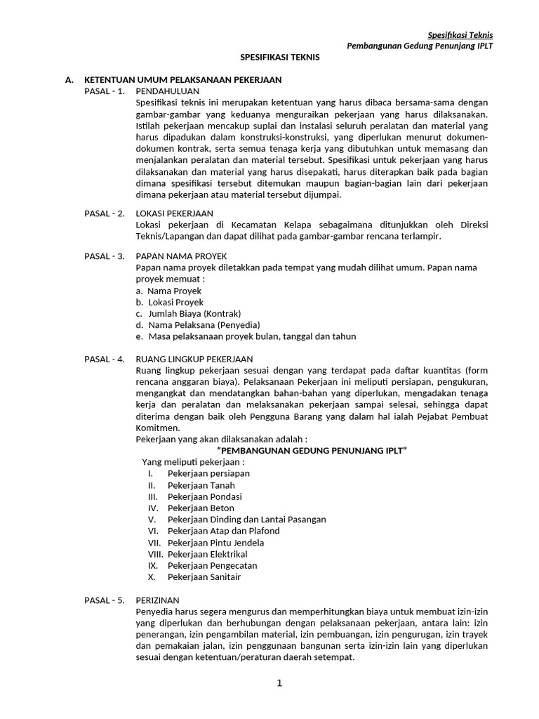 Spesifikasi Teknis | PDF