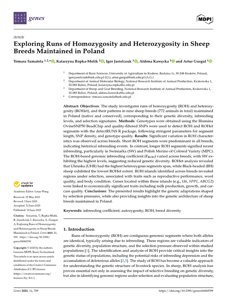 Exploring Runs of Homozygosity and Heterozygosity in Sheep | PDF ...