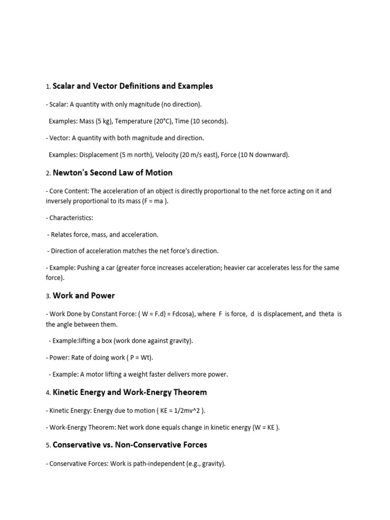 Physics Concepts: Scalars, Vectors, Energy | PDF | Force | Acceleration