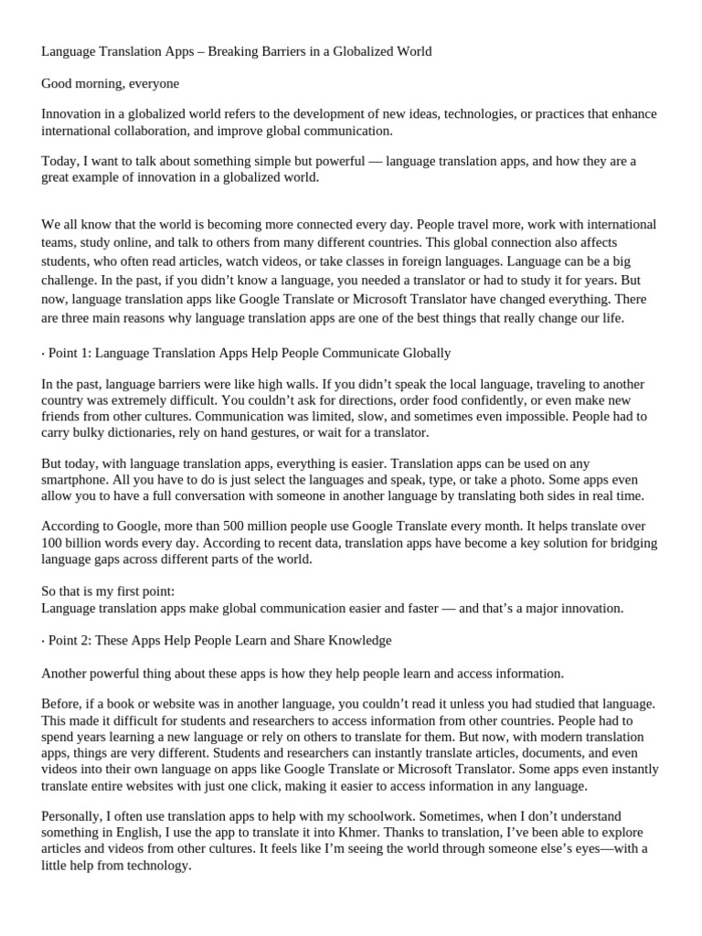 Language Translation Apps: Bridging Gaps | PDF | Translations ...