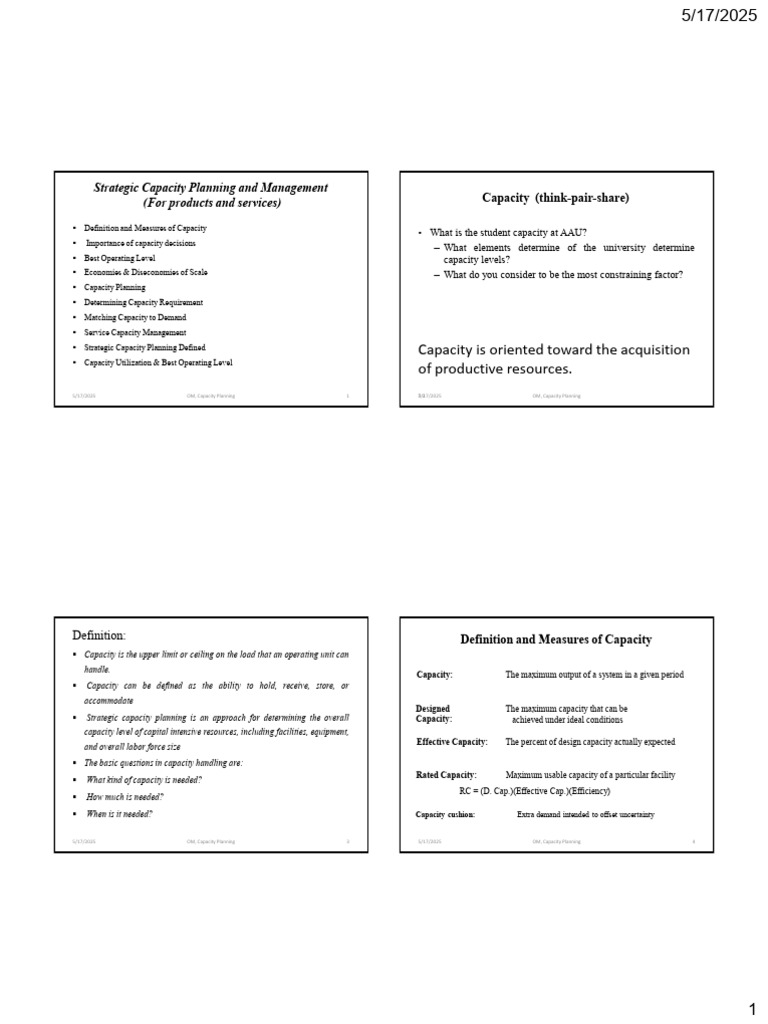 Chapt 4 Capacity Planning and Management | PDF | Capacity Utilization ...