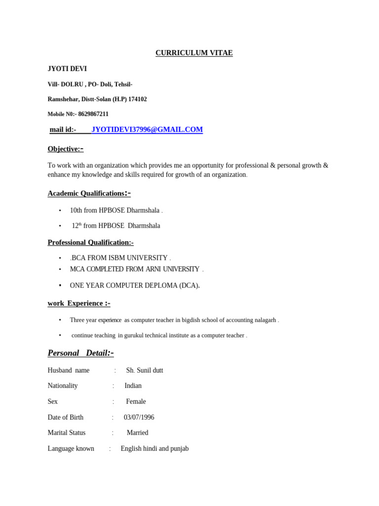Jyoti Resume 25 | PDF