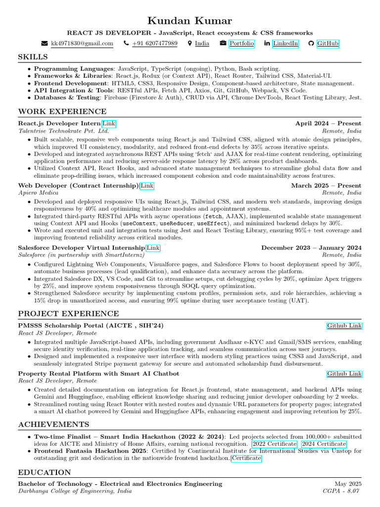 Kundan Kumar Reactjs Developer | PDF | Ajax (Programming) | Computer ...