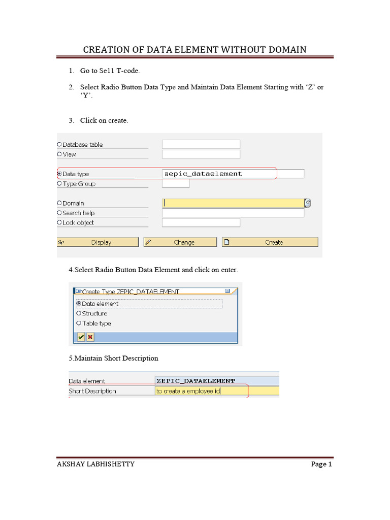 Creating Data Elements in SAP | PDF