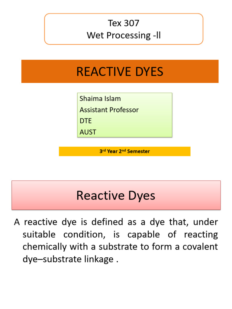 Overview of Reactive Dyes and Applications | PDF | Dyeing | Dye