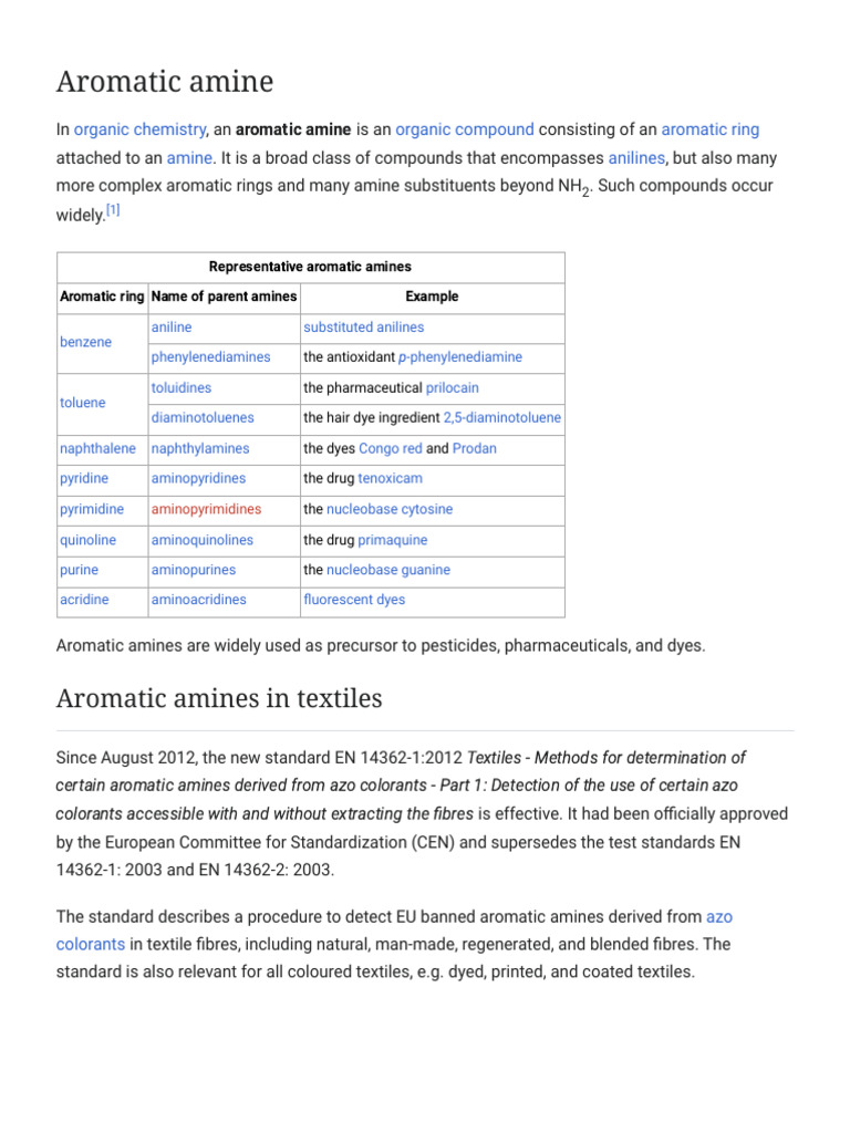 Overview of Aromatic Amines | PDF