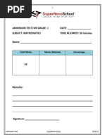 Grade 1 Mathematics Assessment Term 1 2024 | PDF