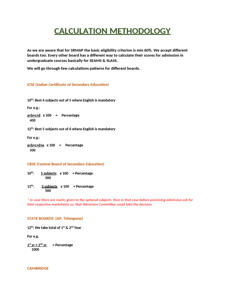 CGPA Calculation for Various Boards | PDF