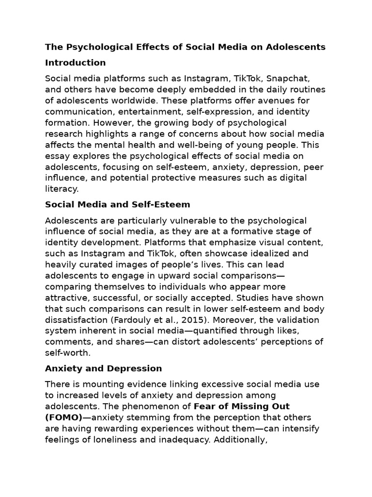 Social Media's Impact on Adolescent Mental Health | PDF | Adolescence ...