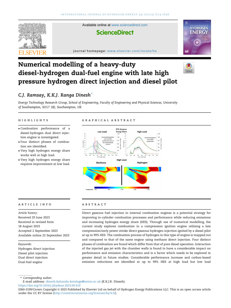 Diesel-Hydrogen Dual-Fuel Engine Modeling | PDF | Diesel Engine ...