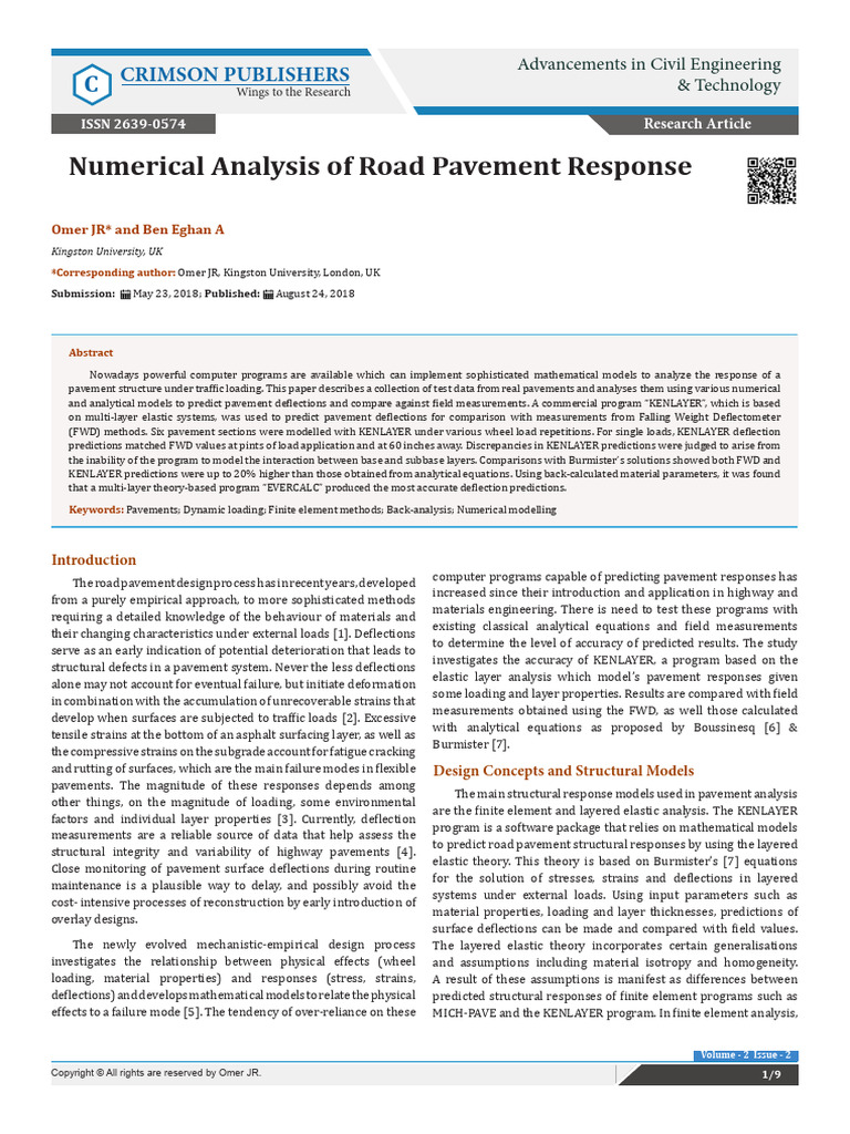 Numerical Analysis of Pavement Response | PDF | Elasticity (Physics ...