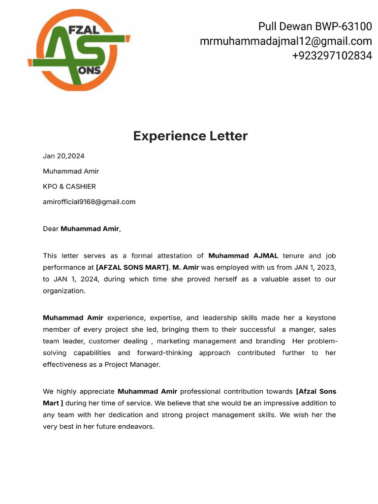 Experience Letter | PDF