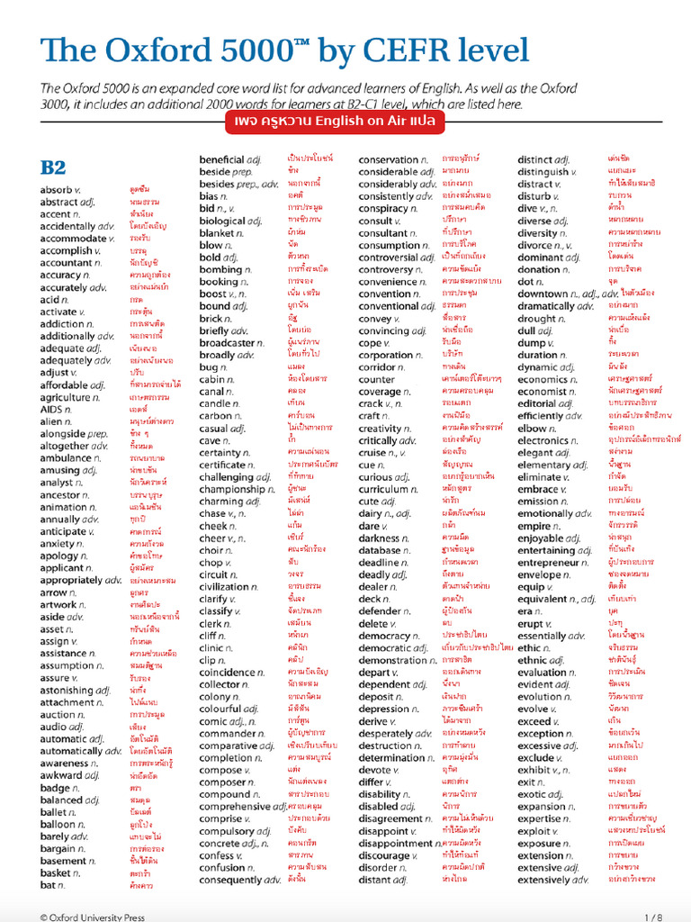 English-Thai - The Oxford 5000 Words (B2-C1) | PDF