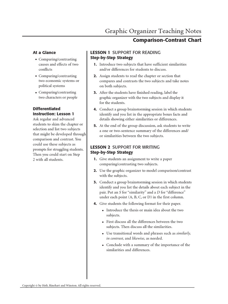 Comparison-Contrast Chart Guide | PDF | Human Communication