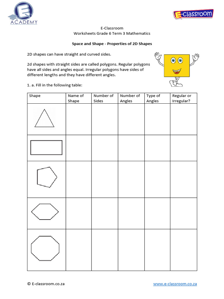 Space and Shape Properties of 2d Shapes | PDF