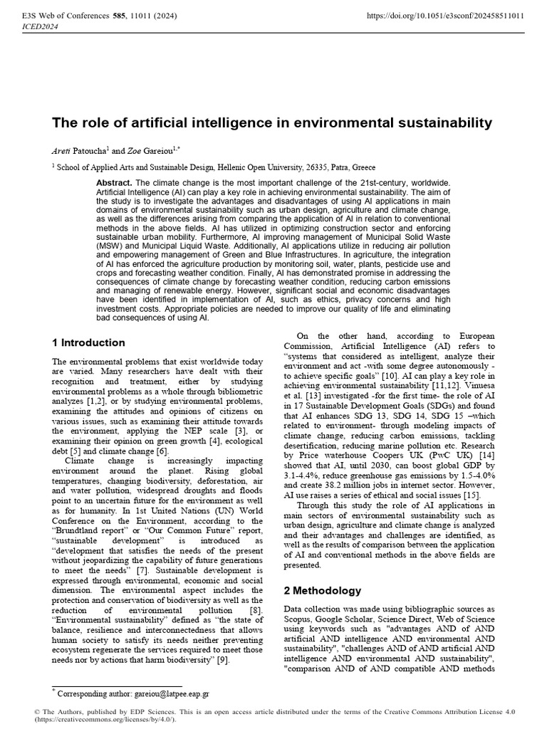 AI's Impact on Environmental Sustainability | PDF | Intelligence (AI ...