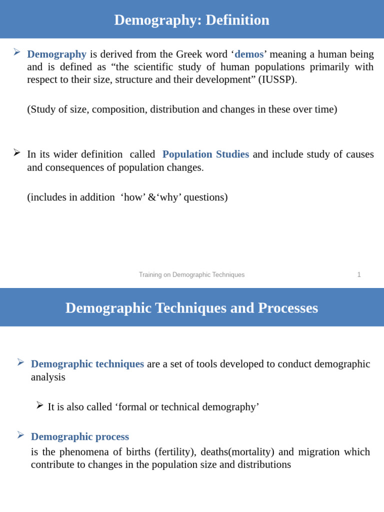 Introduction to Demographic Techniques | PDF | Demography | Total ...
