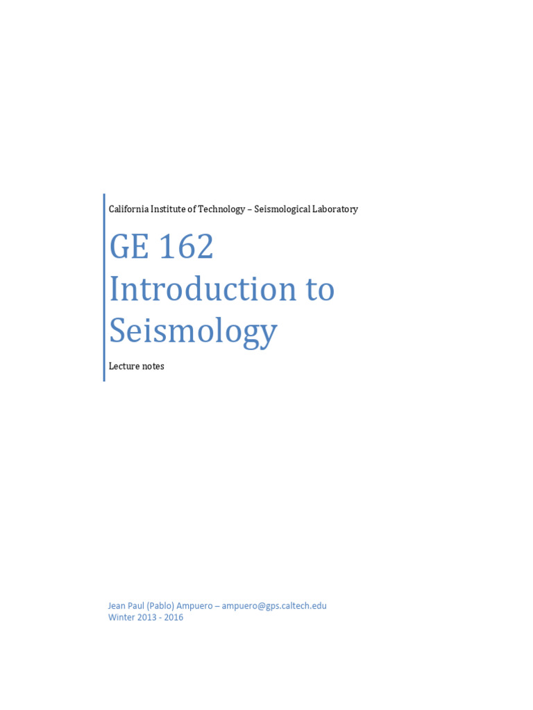 GE 162: Intro to Seismology Notes | PDF | Waves | Seismology