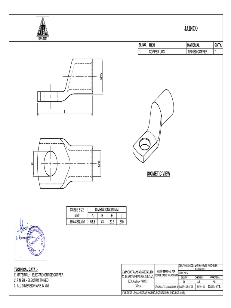 10.13) Crimp Terminal For Copper Cable 865.4 SQ - MM | PDF