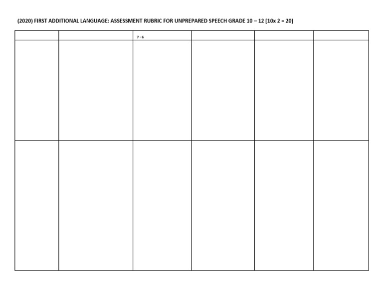 Unprepared Speech Rubric Grades 10-12 | PDF | Body Language | Cognition