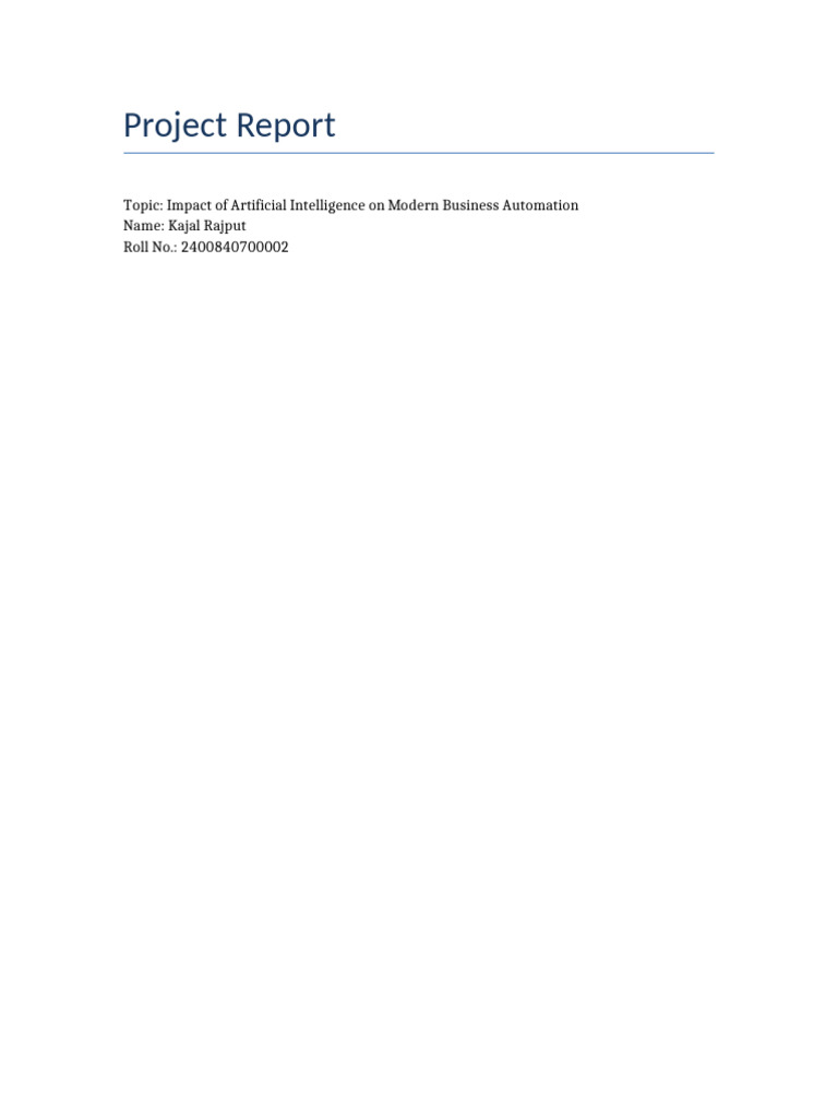 AI's Role in Business Automation | PDF