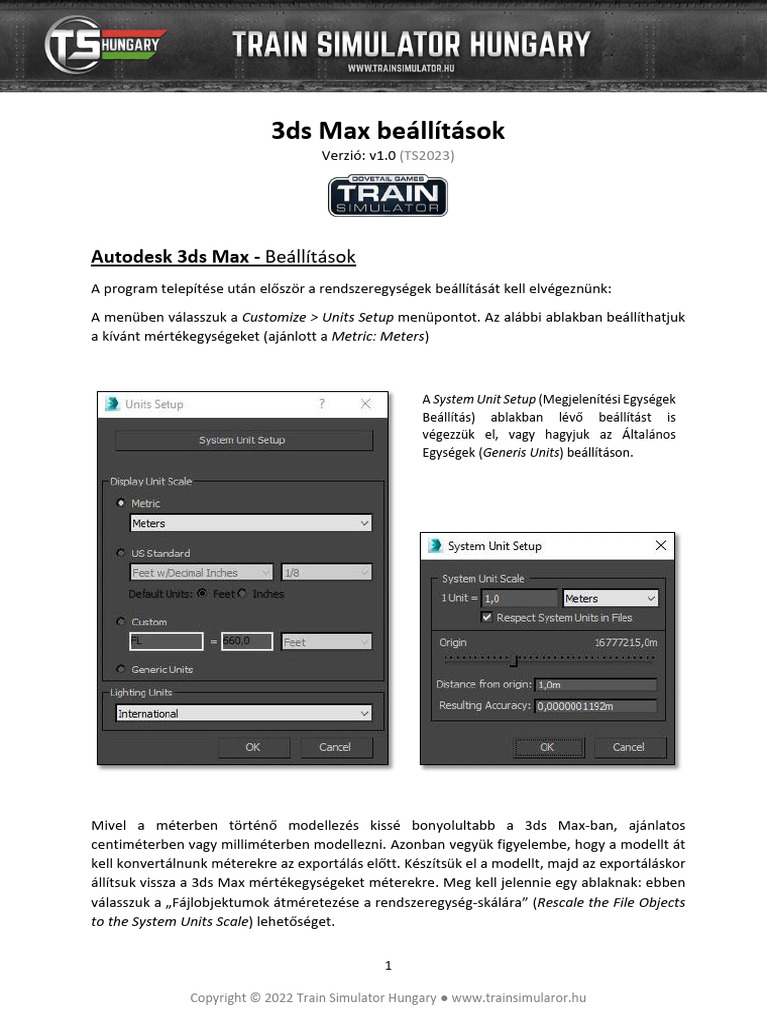 Train Simulator 3ds Max Beállítások (TS - Hu) | PDF