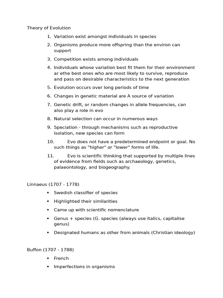 Evolutionary Theory Overview | PDF | Natural Selection | Evolution
