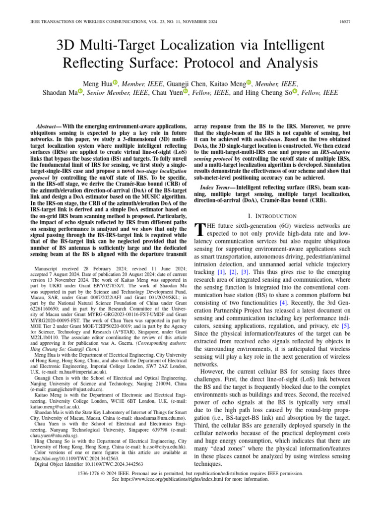 3D Multi-Target Localization with IRS | PDF | Linear Algebra