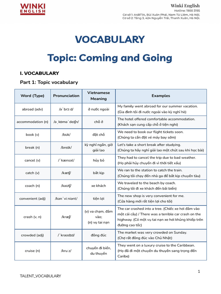 Talent - Coming and Going (Updated) | PDF