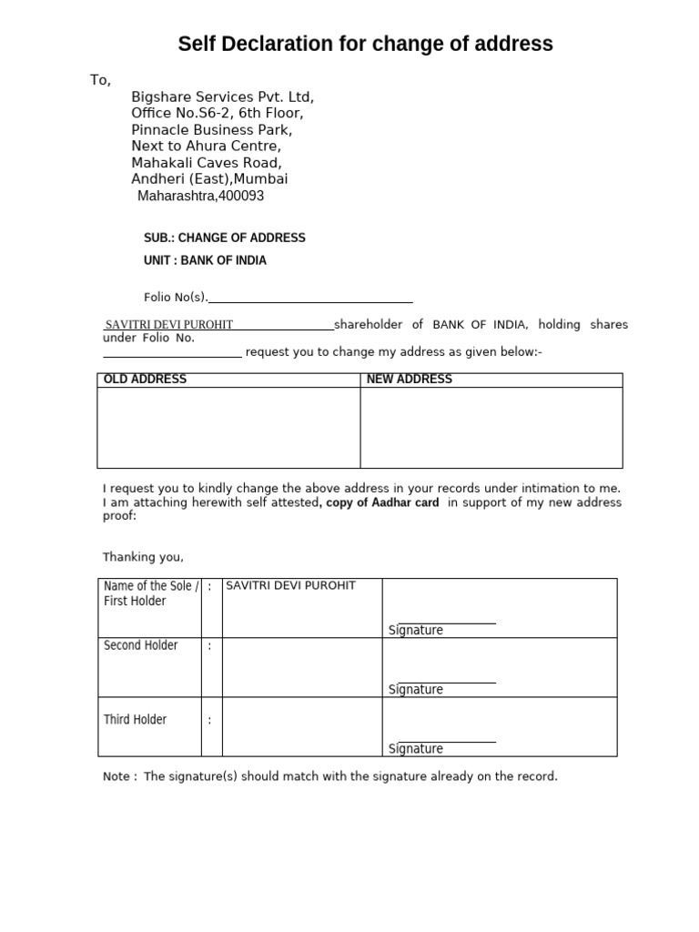 Change of Address | PDF