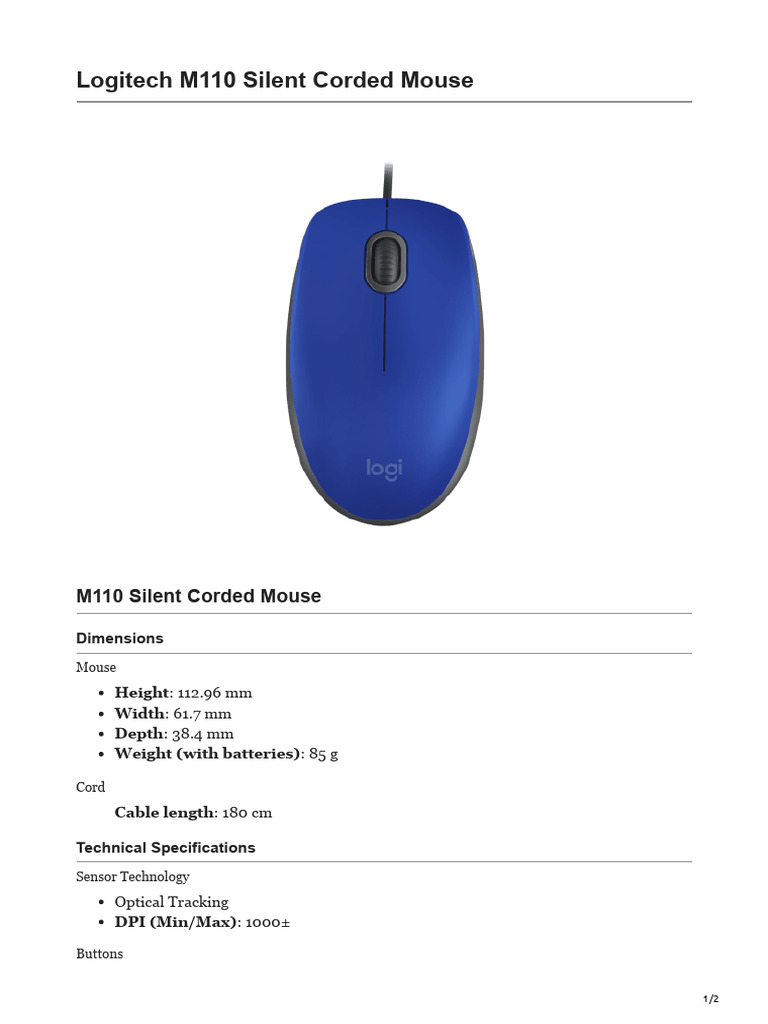 Logitech M110 Eng Tds | PDF