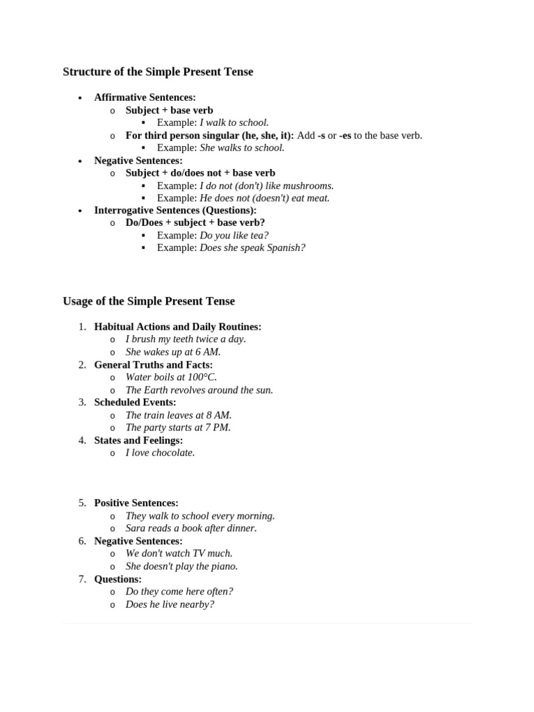 Simple Present Tense Explained | PDF | Subject (Grammar) | Adjective