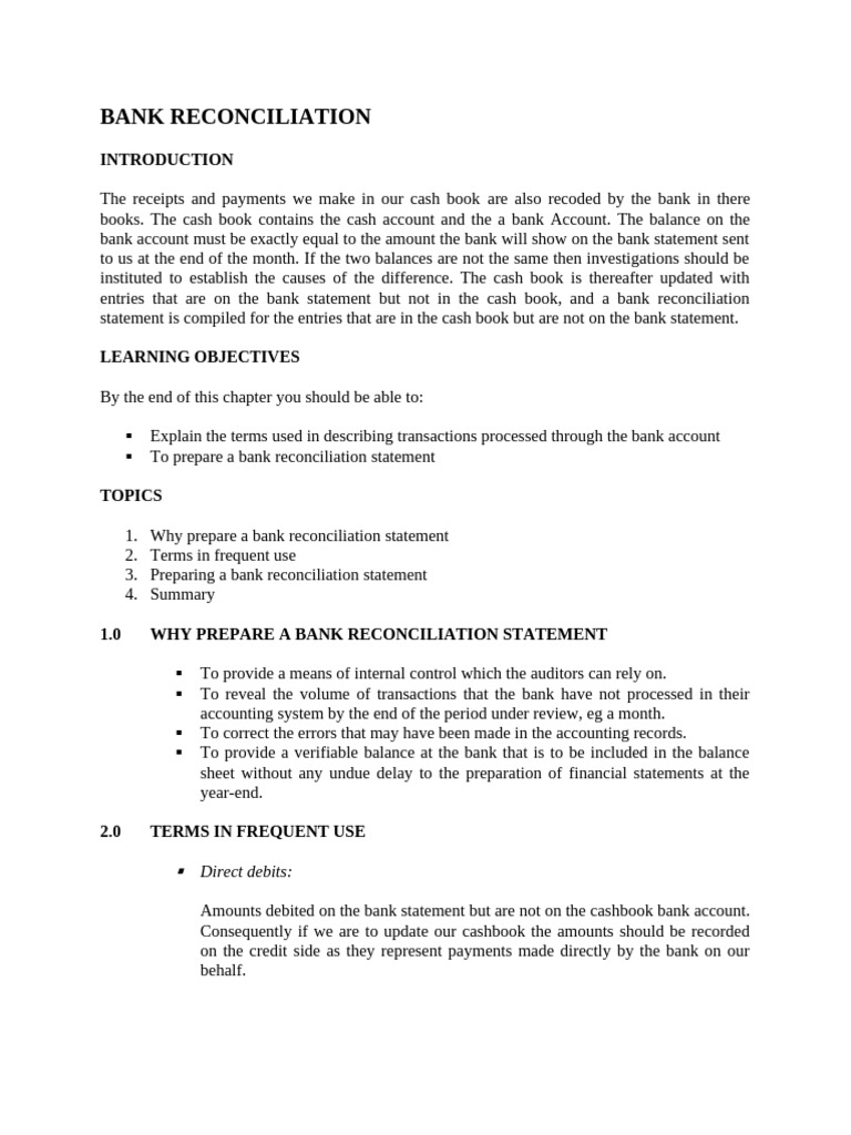 Bank Reconciliation Statement Guide | PDF | Cheque | Debits And Credits
