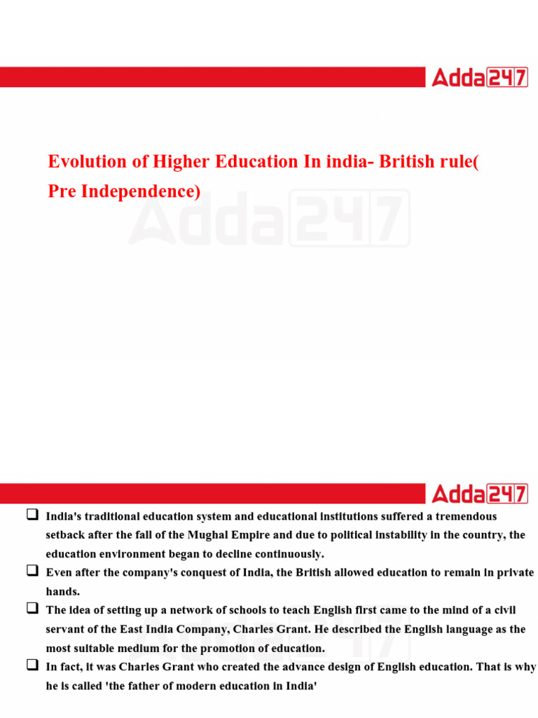 Evolution of Higher Education in India-British Rule (Pre Independence ...