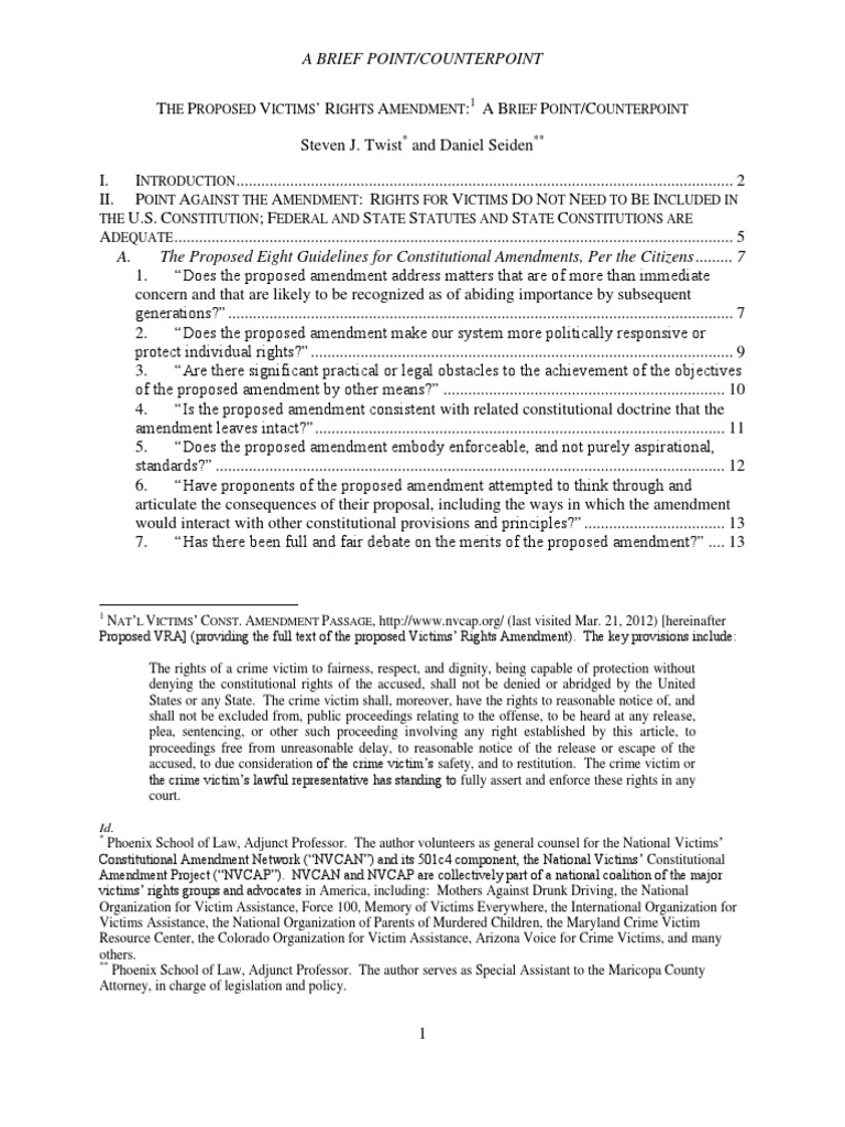 Counterpoint on Victims' Rights Amendment | PDF | United States ...