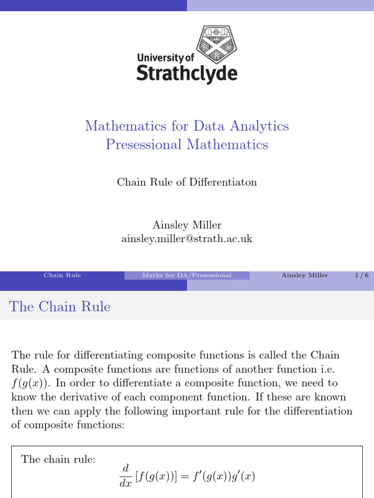 Chain Rule Differentiation | PDF | Differential Calculus | Mathematical ...