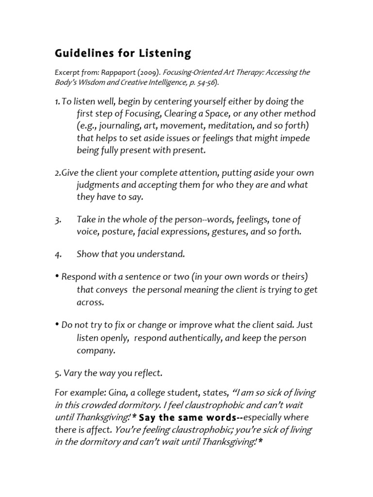 Effective Listening Techniques in Therapy | PDF | Human Communication