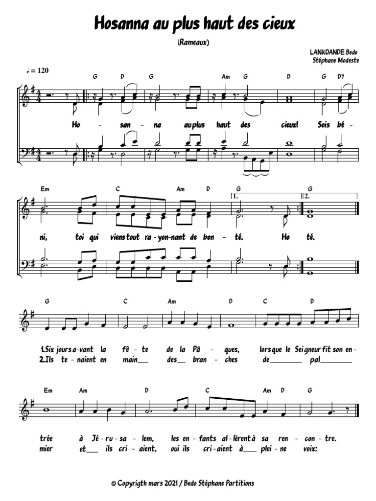 Hosanna au Plus Haut des Cieux | PDF