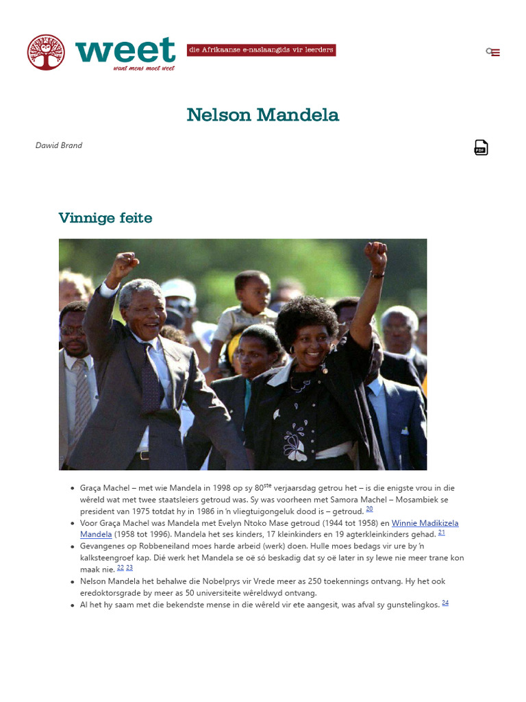 Nelson Mandela - Weet | PDF