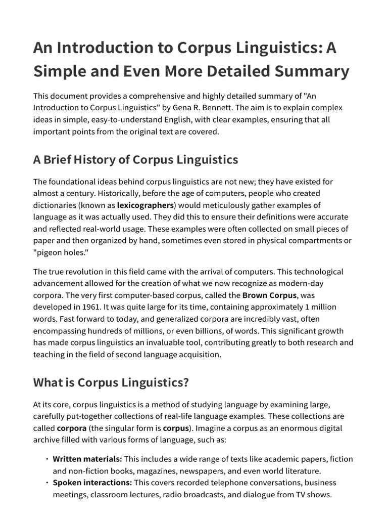 Understanding Corpus Linguistics Basics | PDF | Linguistics | Cognitive ...