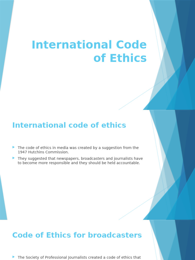 International Code of Ethics | PDF | News | Journalism