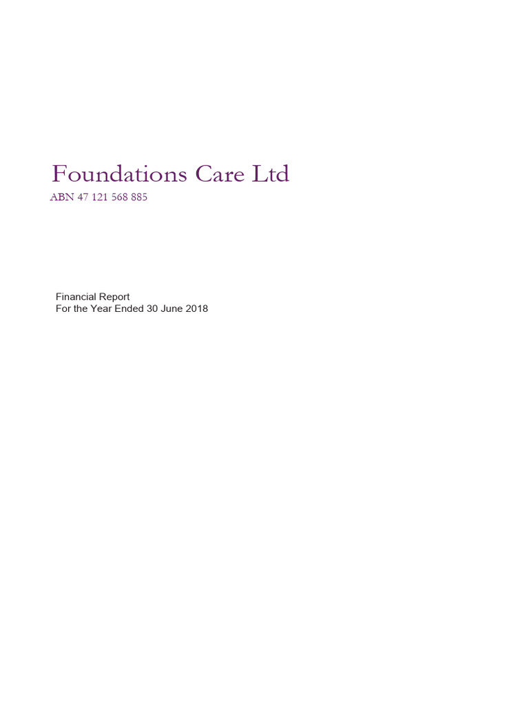 Financial Report - Foundations - Care - LTD - Financials - 30 - June ...